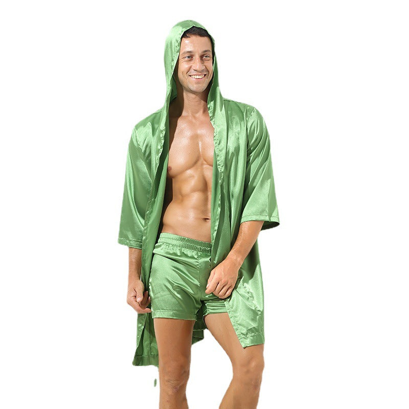Weicher Herren Bademantel atmungsaktiv Satin Luxus
