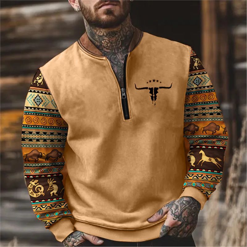Herren Sweatshirt Reißverschluss Modern Sportlich