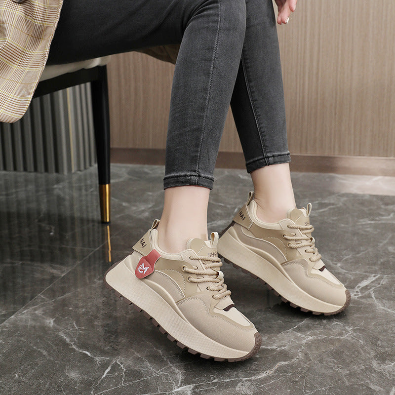 Damen Sneaker Chunky Sportlich Atmungsaktiv Weiß