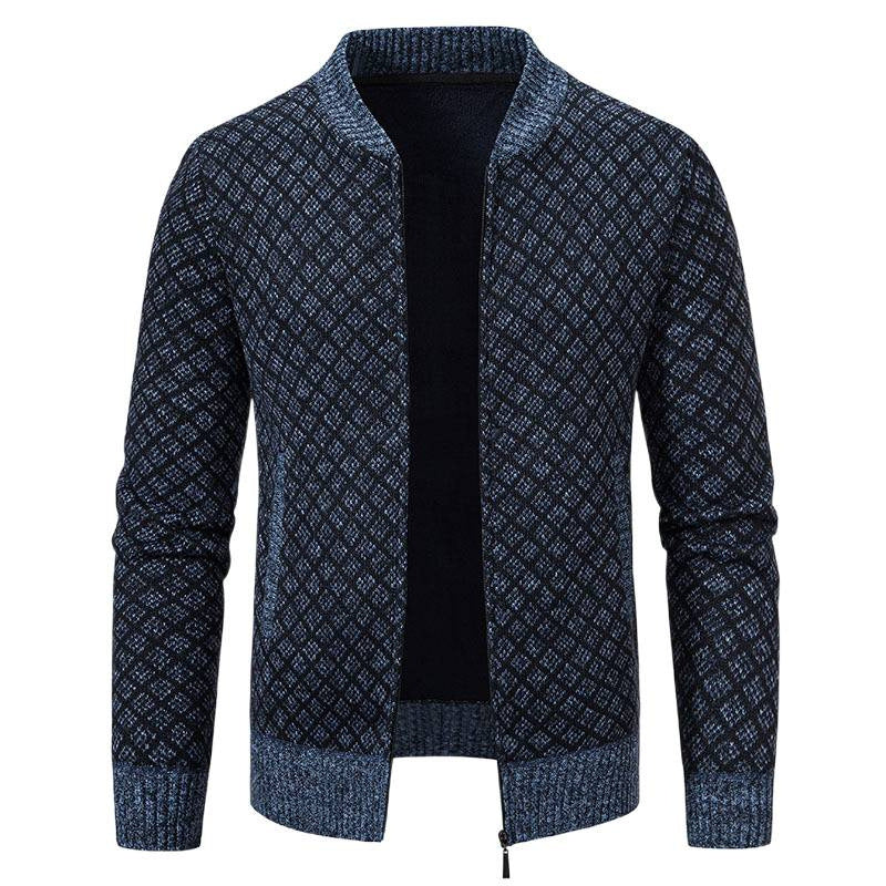 Herren Strickjacke Modern Zippverschluss Strukturiert