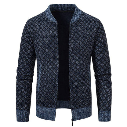 Herren Strickjacke Modern Zippverschluss Strukturiert