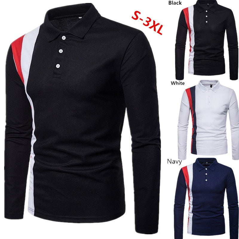 Herren Poloshirt Langarm Modern Farbblock Komfortschnitt - BerlinGlamour