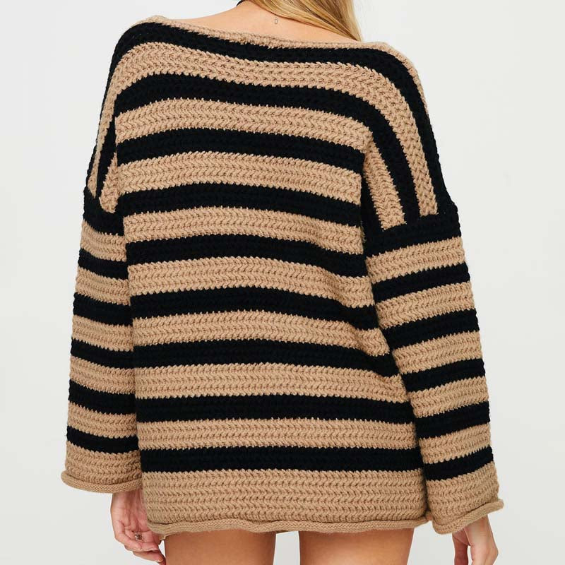 Gestreifter Strickpullover Weich Pastellfarben Damen