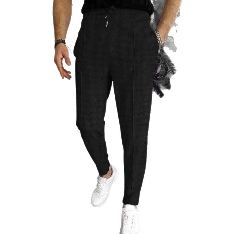 Herren Jogginghose Elastisch Mit Strukturdesign Schwarz
