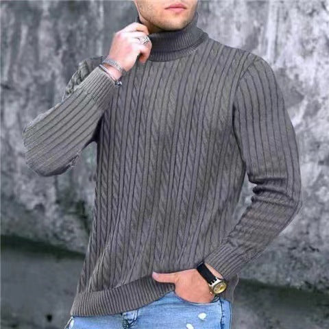 Herren Strickpullover Modern Rippmuster Hochkragen