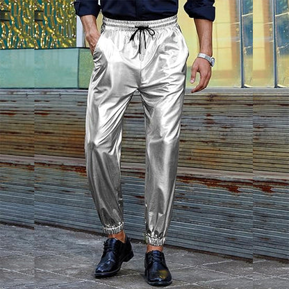 Herren Kunstlederhose Slim Fit Elastisch Modern