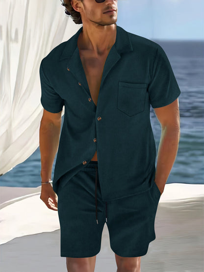 Herren Kurzarm Hemd mit passender Shorts Sommer