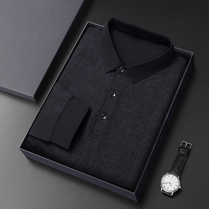 Herren Polohemd Modern mit Strukturdesign und Knöpfe Elegant