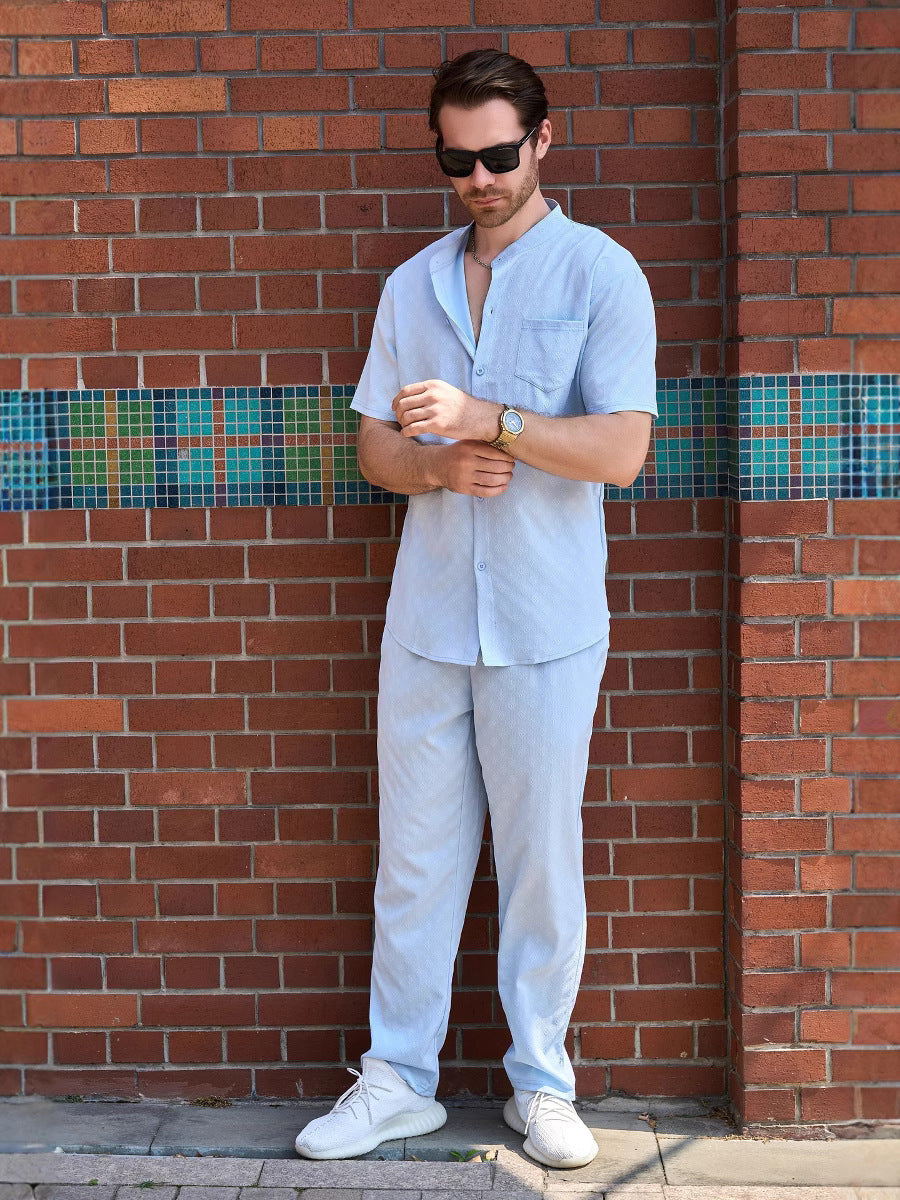 Herren Sommerhemd Kurzarm mit Hose Set Elegant - BerlinGlamour