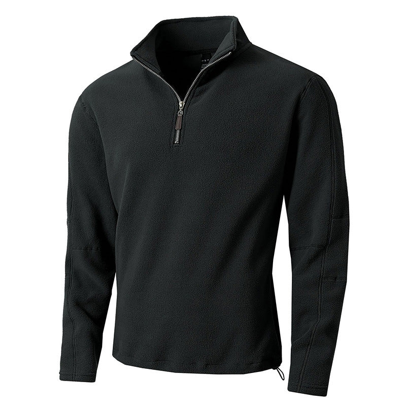 Herren Fleece Pullover Lang Reißverschluss Stehkragen Warm