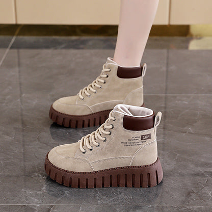 Damen Sneaker High-Top Dicksohle Trendy Schuhe Frauen