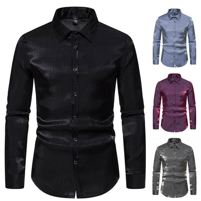 Herren Langarmhemd Glitzernd Elegant Berlin