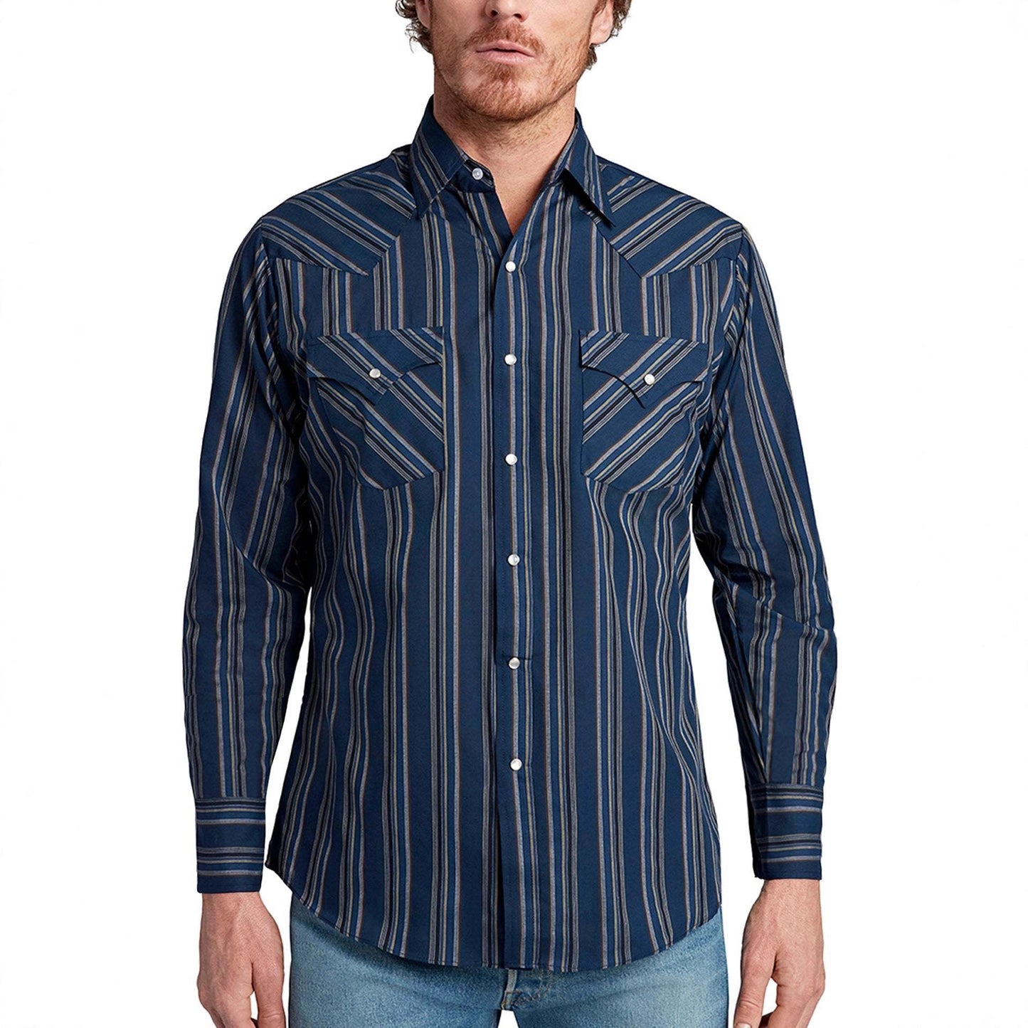 Herren Westernhemd Modern Cowboyshemd Grau