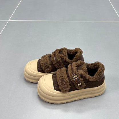 Damen Sneaker Komfortabel Weich Fleece Innensohle Klettverschluss
