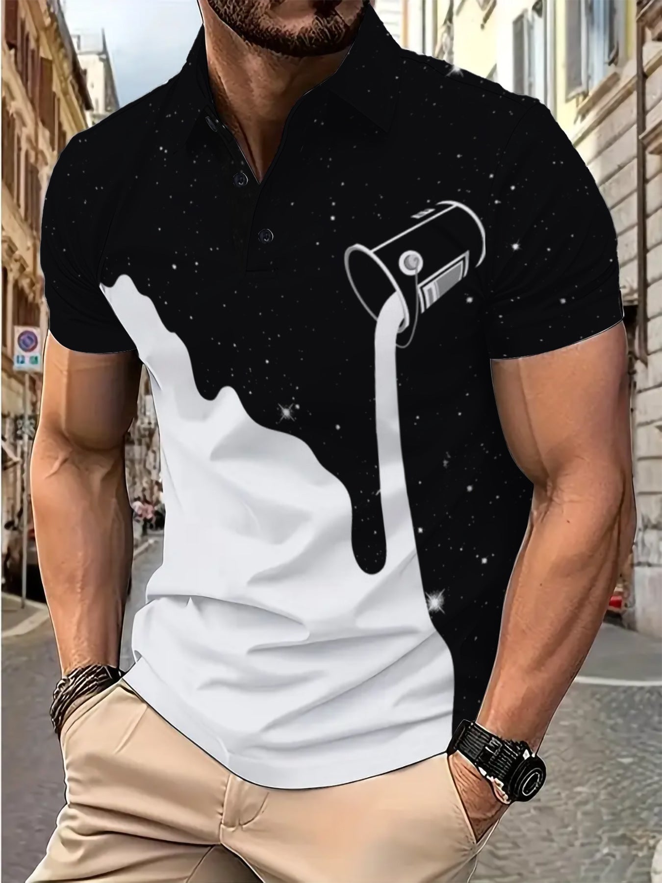Herren Poloshirt mit coolem Grafikdesign Berlin Style