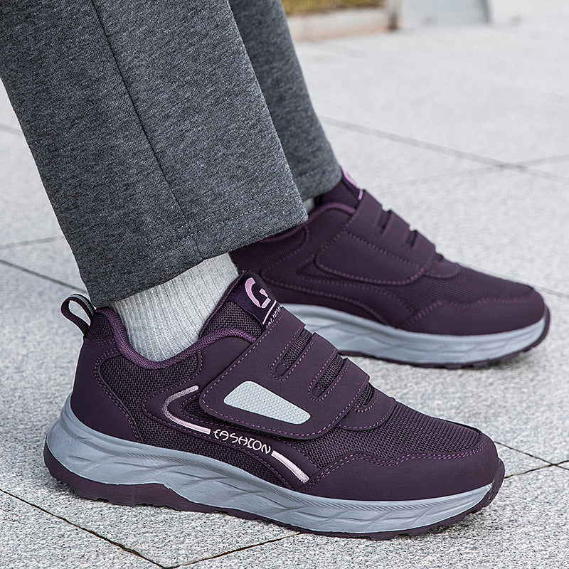 Damen Sneaker Sportlich Laufschuhe mit Klettverschluss