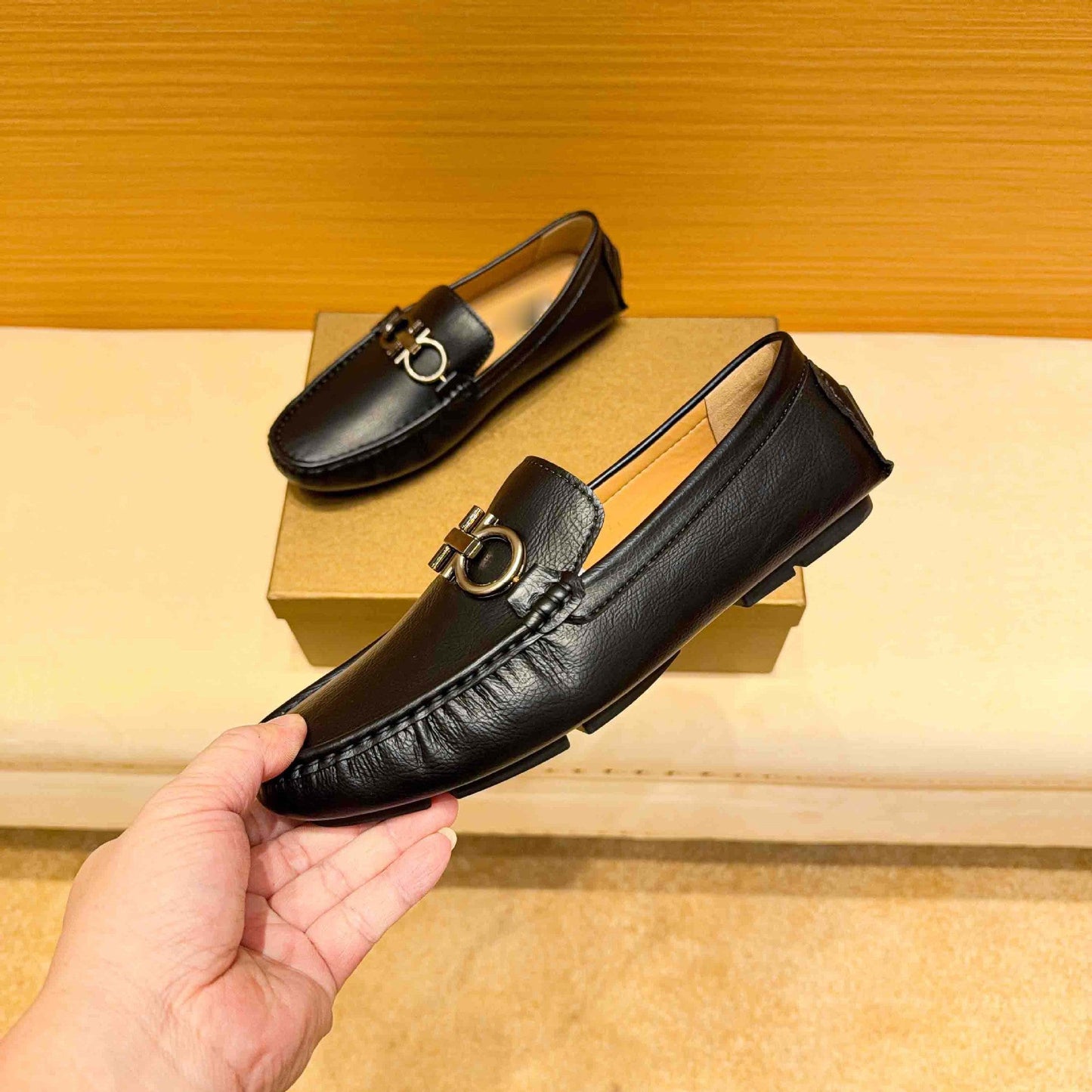 Damen Mokassins Leder Elegante Schuhe mit Zierdetails