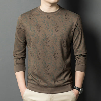 Herren Langarmshirt Floralmuster Hochwertig Elegant