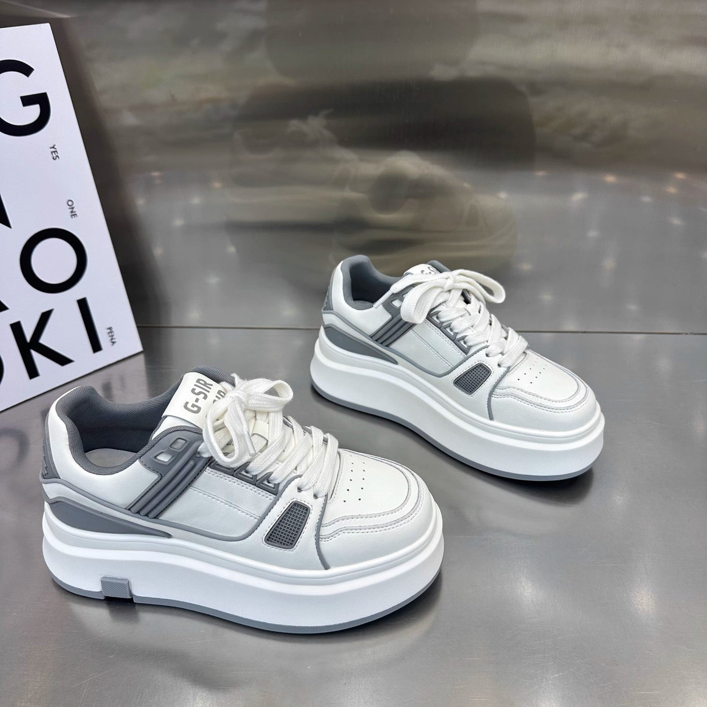 Damen Plattform Sneaker Bequem Dämpfung Modern