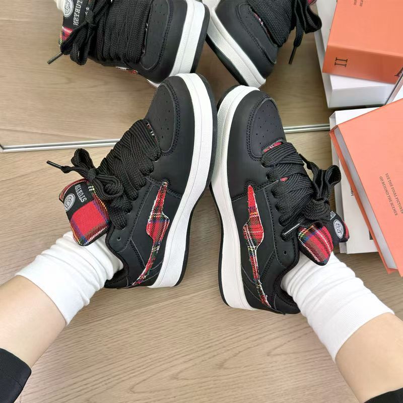 Damen Sneaker Sportlich Kariert Rutschfest