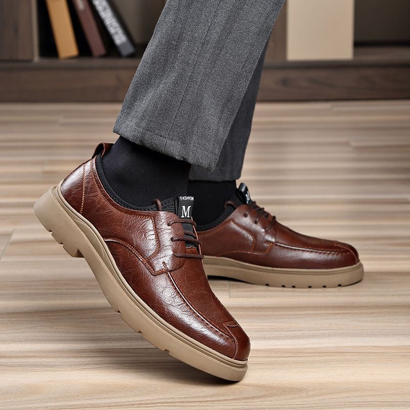 Herren Leder Schnürschuhe Bequem Rutschfest Modern - BerlinGlamour