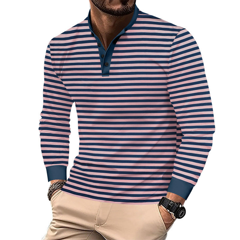 Herren Langarmshirt Sportlich Streifenmuster Modern