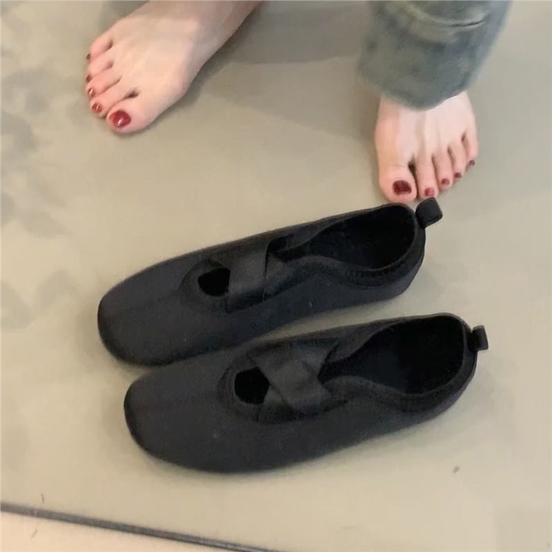 Damen Ballerinas Kreuzriemen Design Bequem Schick