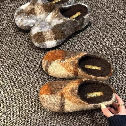 Damen Clogs Filz Bequem Rutschfest Winter
