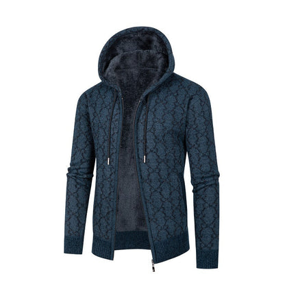 Herren Kapuzenjacke Modern Rautenmuster Kuschelig Warm
