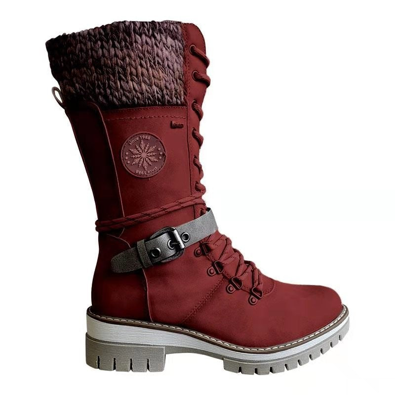 Damen Winterstiefel Warm gefüttert Schnürstiefel Trend