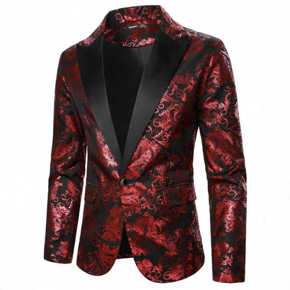 Herren Blazer Elegant mit Pailletten und Floralmuster