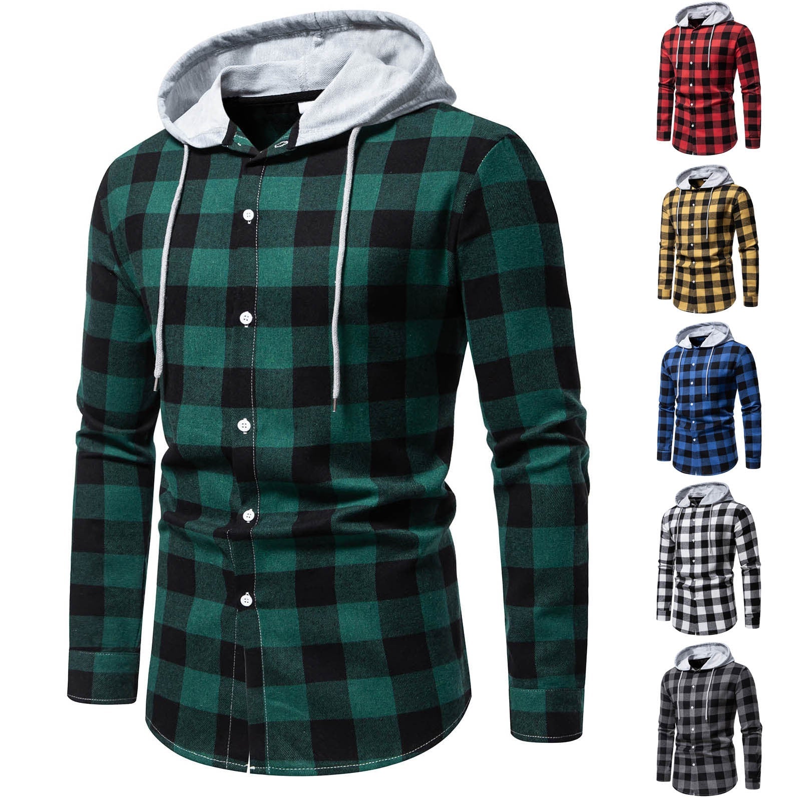Herren Karo-Hemdjacke Modern mit Kapuze und Hoodie Style - BerlinGlamour