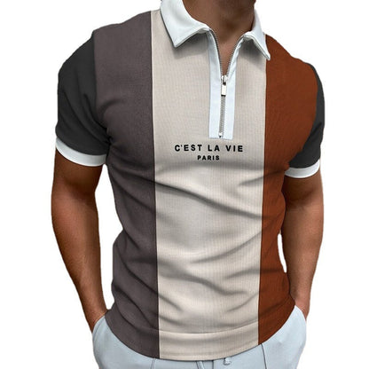 Herren Polohemd Modern Reißverschluss Design Slim Fit