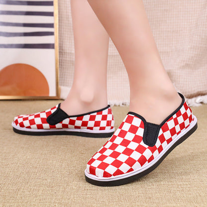 Damen Sneaker Karo Slip-On Comfort Schuhe
