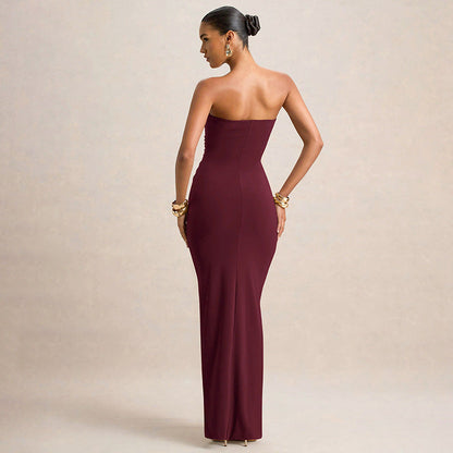 Abendkleid Frauen Elegant Gerafft Lang