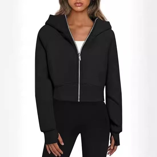Kapuzenjacke Damen Kurz Reißverschluss Modern