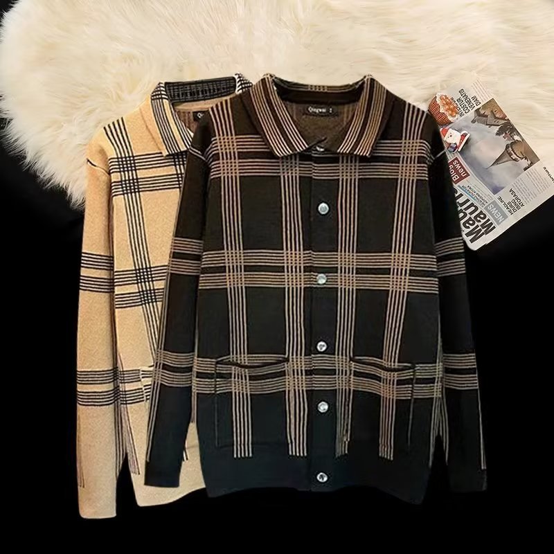 Damen Hemdjacke Kariert Praktisch Mit Taschen