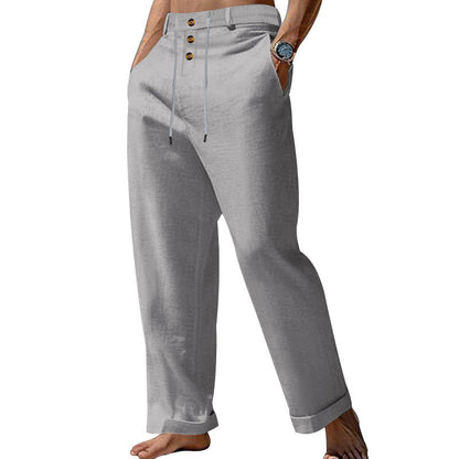 Herren Leinenhose Bequem Verstellbar Elegant