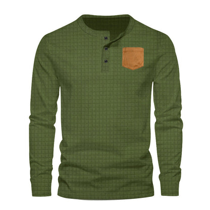 Herren Langarmshirt Leder Look Strukturiert Modern