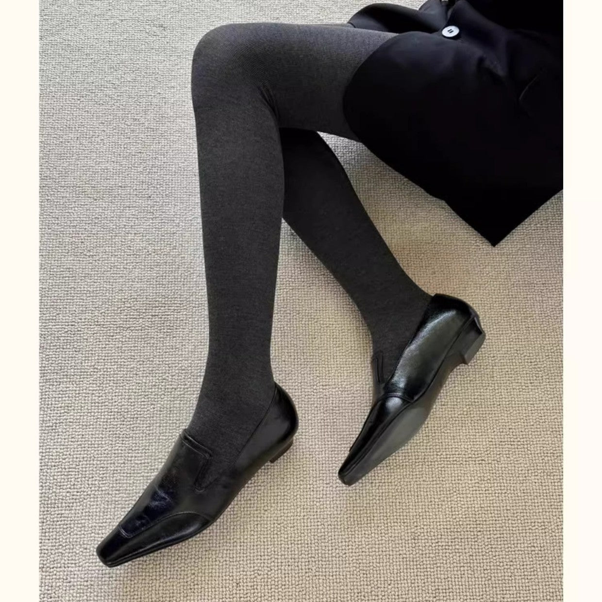Elegante Leder Loafers Damen Schuhe Schwarz Lederschuhe