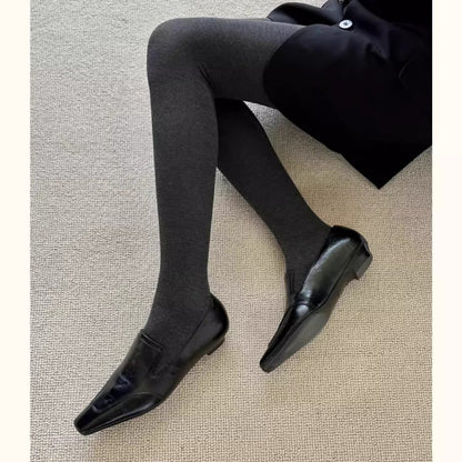 Elegante Leder Loafers Damen Schuhe Schwarz Lederschuhe