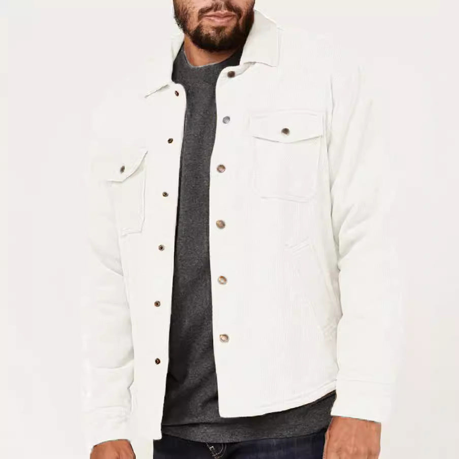 Herren Cordjacke Modern Mit Taschen Braun Schwarz