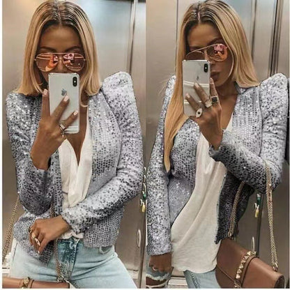 Glitzernde Damen Strickjacke Elegant Frauen