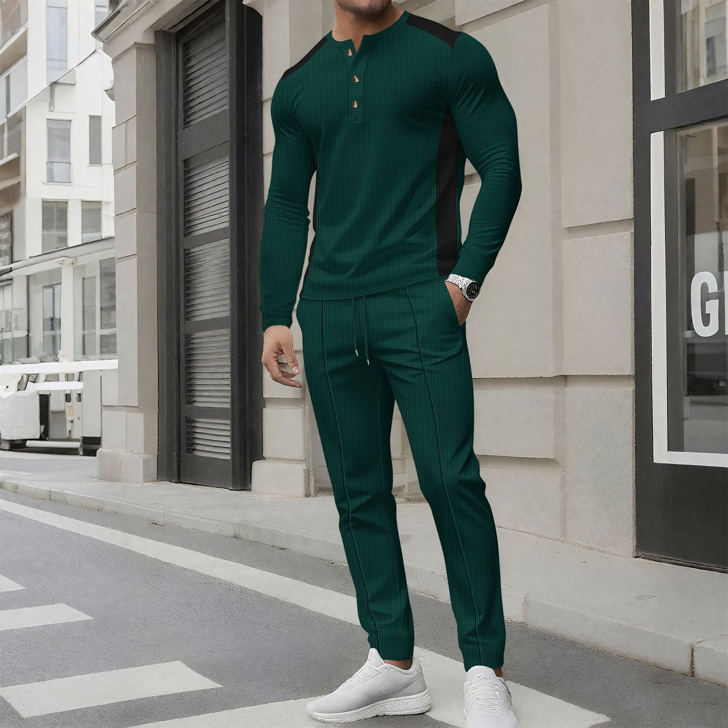Herren Langarmanzug Modern Slim Fit mit Taschen