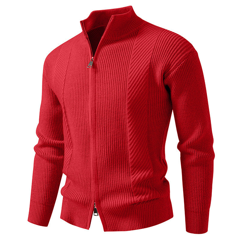 Herren Strickjacke Modern mit Stehkragen und Reißverschluss