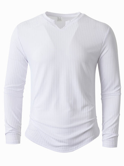 Herren Langarmshirt Rippstruktur Modern Glamour Style