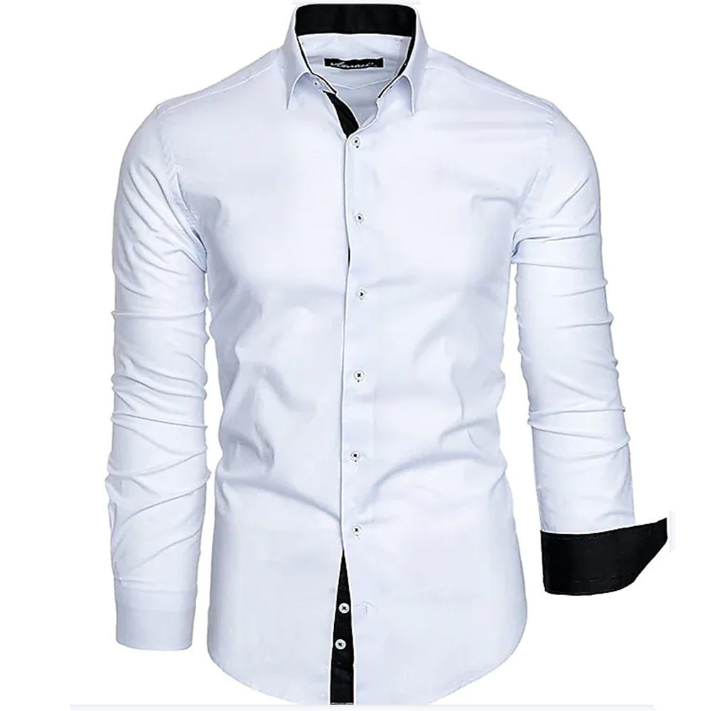 Elegantes Herren Langarmhemd Modern Kontrastmanschetten - BerlinGlamour