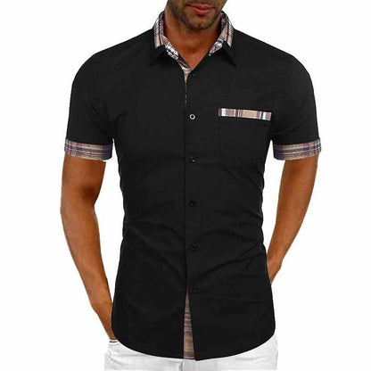 Herren Kurzarmhemd Karo Modern mit Brusttasche