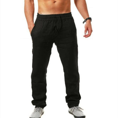 Herren Leinenhose Bequem Elastisch mit verstellbarem Bund