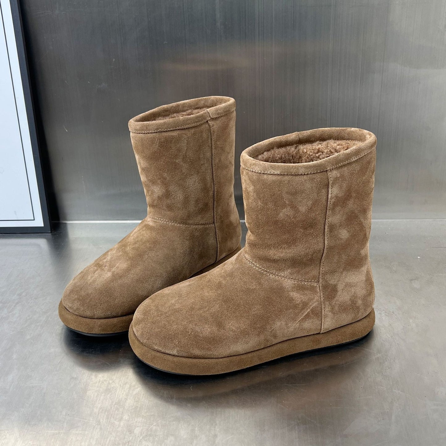 Damen Boots Leopardenmuster Weich Warm